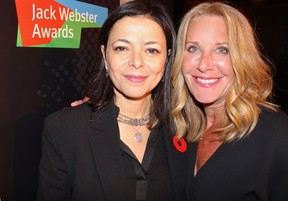 Bridgette Anderson welcomed author, and CBC foreign correspondent Nahlah Ayed, this year’s featured guest sat the annual Jack Webster Awards Dinner held at the Hotel Vancouver. Photo: Fred Lee.