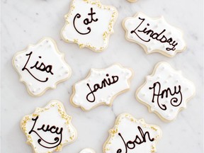 Add a touch of whimsey to a holiday dinner party by turning a batch of Vanilla Bean Sugar Cutout Cookies into edible place cards.