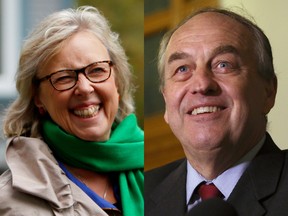 Federal Green Leader Elizabeth May and B.C. Green Leader Andrew Weaver.