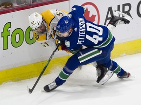 Elias Pettersson celebrated his 21st birthday Tuesday with two goals, including one on power play.