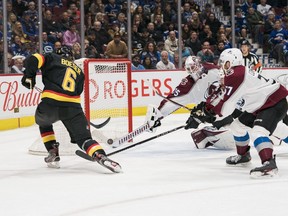 Brock Boeser scored with a minute to play to tie the game on Saturday night.