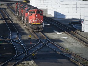 A quiet Mclean Rail Yard is pictured in North Vancouver., Wednesday, November, 20, 2019 as CN rail workers strike outside the gates.