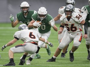 The Lord Tweedsmuir Panthers will be counting on Haydin Stomperud to keep running over opponents when they face the underdog Notre Dame Jugglers on Saturday at B.C. Place Stadium.