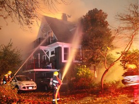 Fireworks were blamed for this blaze that destroyed an East Vancouver home on Oct. 30, 2015.