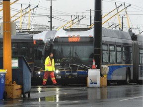 The transit depot on Hudson Ave in Vancouver, hard hit by the bus drivers' overtime ban.