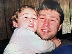 Corey Scherbey, who died in 2011, with his son, Riley. Eight years after the body of Scherber, 38, was found dead in his Chilliwack home, a coroner's inquest has been announced.
