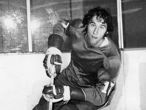 Ron Sedlbauer takes a twirl on the ice at practice during the 1974-75 season, his rookie campaign with the Canucks. The big winger was the team's first pick, going in the second round (23rd overall) in the 1974 NHL Amateur Draft.