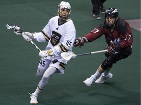Keegan Bal of the Vancouver Warriors, left, worked out during the off-season to improve his fitness and game. He wants to help his National Lacrosse League team muscle its way to the playoffs this season.