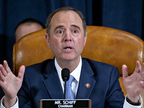 Representative Adam Schiff, a Democrat from California and chairman of the House Intelligence Committee, makes a closing statement during an impeachment inquiry hearing in Washington, D.C., U.S., on Thursday, Nov. 21, 2019.