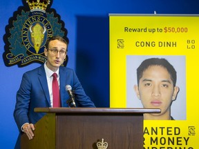 Mr. Maxime Langlois. RCMP seeking publics help in apprehending Cong Dinh suspected of money laundering and human smuggling, $50,000 cash reward is offered.