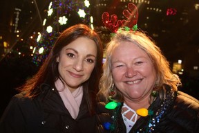 Global B.C.’s Jennifer Palma and the Bloom Group’s Liz Barnett fronted the fifth annual Yule Duel carolling competition that saw $60,000 collected for May’s Hospice in Vancouver’s Downtown Eastside. Photo: Fred Lee.