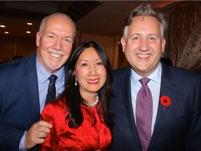 B.C. Premier John Horgan and Vancouver mayor Kennedy Stewart joined Carol Lee for her annual Chinatown Foundation Gala. Bringing in more than $5.5 million, the charity dinner was B.C.’s largest fundraiser of the year. Photo: Fred Lee.