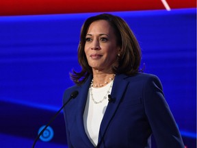 In this file photo taken on October 15, 2019 Democratic presidential hopeful California Senator Kamala Harris looks on during the fourth Democratic primary debate of the 2020 presidential campaign season co-hosted by The New York Times and CNN at Otterbein University in Westerville, Ohio. - US Senator Kamala Harris announced December 3, 2019 she is ending her 2020 presidential bid following a period of campaign turmoil, disappointing fundraising and her failure to break out of a crowded field."I've taken stock and looked at this from every angle, and over the last few days have come to one of the hardest decisions of my life," the 55-year-old lawmaker from California told supporters in an email. "My campaign for president simply doesn't have the financial resources we need to continue."