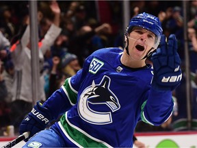 Antoine Roussel reacts after scoring opening goal Thursday.