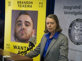 IHIT Supt. Donna Richardson at news conference in April 2019 announcing a reward of $55,000 for information leading to the arrest of Brandon Teixeira.