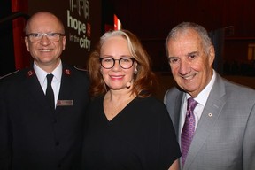 Salvation Army Lt. Colonel Jamie Braund (left) and Canada Wide Publishing CEO Peter Legge welcomed Dragons’ Den personality, entrepreneur and keynote speaker Arlene Dickinson to this year’s Hope in the City Vancouver Breakfast at the Vancouver Convention Centre.