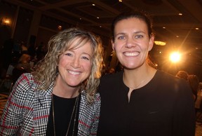 Dr. Pam Valentine, president and CEO of the MS Society of Canada, recognized soccer phenom and MS champion Christine Sinclair as its 2019 Women Against MS honouree.