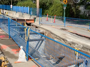 A sinkhole that opened up in Coquitlam in May during FortisBC work to upgrade gas lines.