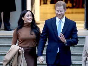 The Duke and Duchess of Sussex depart Canada House in London earlier this month.