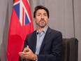 Prime Minister Justin Trudeau speaks to media while meeting with Manitoba Premier, Brian Pallister during the Liberal Cabinet Retreat at the Fairmont Hotel in Winnipeg, Monday, Jan. 20, 2020.