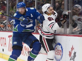 The Vancouver Canucks, with savvy veterans like defenceman Alex Edler (left), has given the Canucks plenty of reason for optimism as the improved NHL team enters the second half of the season with a playoff berth still in the discussion.