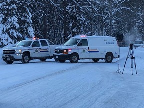 The RCMP set up a checkpoint on the Morice West Forest Service Road on Jan. 13, 2020, as tensions mount between five hereditary chiefs of the Wet'suwet'en Nation and a gas pipeline company.