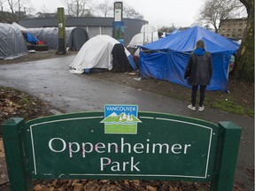 Tent city at Oppenheimer Park in Vancouver.