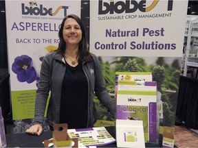 Amanda Brown, a biological crop protection specialist with Biobest, sets up a booth at the Lift & Co. Cannabis Expo in Vancouver on Jan. 9.