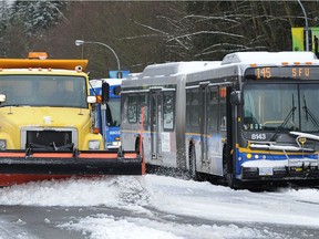 Snow plows making Gaglardi Way passable up to Simon Fraser University in Burnaby.