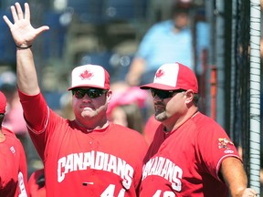 Former Vancouver Canadians' manager John Schneider, left, is now working with the Toronto Blue Jays. He credits the C's for giving him an opportunity to chase his big-league dream.