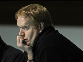 Then-Vancouver Giants general manager Scott Bonner studiously follows the action on the ice in 2011. Bonner, who won a Memorial Cup championship running the Giants, will go up on the team’s wall of honour on Friday.