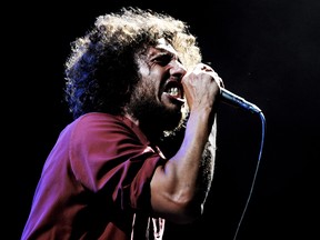 Singer Zack de la Rocha of Rage Against the Machine performs at L.A. Rising at the L.A. Memorial Coliseum on July 30, 2011, in Los Angeles.