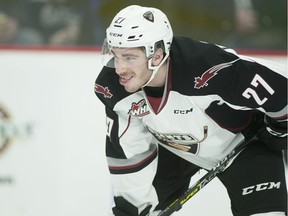 Defencemen Seth Bafaro (206 WHL regular-season games), pictured, and Trevor Longo (135 WHL regular-season games) were 2000-born players released by the Giants when Vancouver opted for forwards Eric Florchuk and Tristen Nielsen and defenceman Alex Kannok Leipert for their 20-year-old spots.
