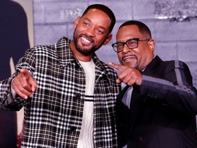 Actors Will Smith (left) and Martin Lawrence pose at the premiere of Bad Boys for Life in Los Angeles on Jan. 14, 2020.