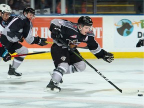 Tristen Nielsen in action for the Vancouver Giants.