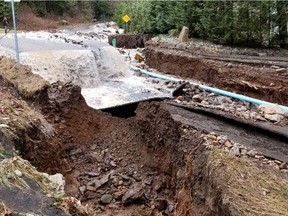 Hemlock Valley Road, which was hit by a landslide on Friday.