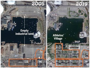 False Creek, seen in 2005 and 2019.