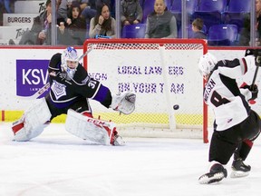Tristen Nielsen bags his 26th of the season for the Vancouver Giants against the Victoria Royals on Friday night.