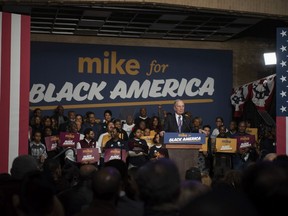 Democratic presidential candidate Mike Bloomberg speaks at the Buffalo Soldiers National Museum on February 13, 2020 in Houston, Texas. The former New York City mayor launched "Mike for Black America," an effort to focus on key issues relating to black Americans on his fifth campaign trip to Texas.