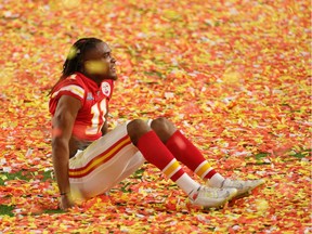MIAMI, FLORIDA - FEBRUARY 02: Demarcus Robinson #11 of the Kansas City Chiefs celebrates after defeating the San Francisco 49ers in Super Bowl LIV at Hard Rock Stadium on February 02, 2020 in Miami, Florida.