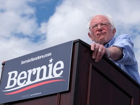 Democratic presidential hopeful Vermont Sen. Bernie Sanders addresses a rally at Valley High School in Santa Ana, Calif., on Feb. 21.