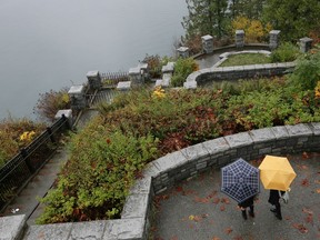 Prospect Point in Stanley Park. Police confirm the 26-year-old hopped a chest-high fence here on Sunday and plunged about 70 metres to a walkway below.