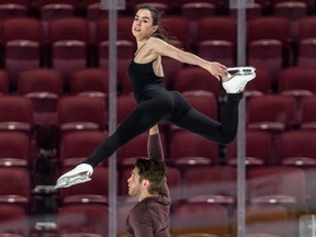 Canadian athletes Evelyn Walsh and Trennt Michaud practiced at the Bell Centre in Montreal on Monday February 24, 2020 for the upcoming ISU World Figure Skating Championships 2020.