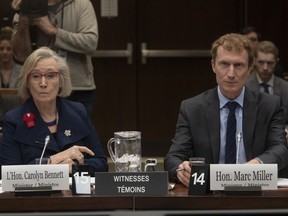 Crown-Indigenous Relations Minister Carolyn Bennett and Indigenous Services Minister Marc Miller wait to appear before the Indigenous and Northern Affairs committee in Ottawa, Tuesday, March 10, 2020.
