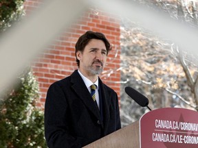 Prime Minister Justin Trudeau attends a news conference at Rideau Cottage as efforts continue to help slow the spread of coronavirus disease (COVID-19) in Ottawa, Ontario, Canada March 27, 2020.