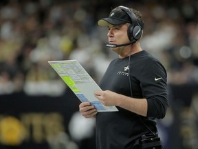 New Orleans Saints head coach Sean Payton looks on during the first quarter of a NFC wild card playoff game against the Minnesota Vikings at the Mercedes-Benz Superdome in New Orleans on Jan. 5, 2020.