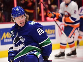 Adam Gaudette celebrates his 12th goal of the season Tuesday.