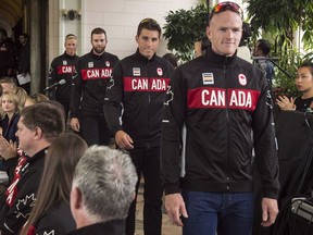 Canadian rower Will Crothers (front right) said there are bigger issues in the world right now than his training regimen for the now-cancelled 2020 Olympics.