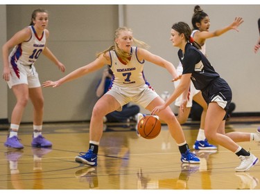 Terry Fox Raven, #11 Ana-Maria Misic at the B.C. high school basketball provincials at the Langley Events Centre, Feb. 29, 2020. Photo credit: Francis Georgian   /  PNG staff