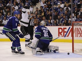 L.A.'s Jarret Stoll celebrates his game- and series-winning goal against the  Vancouver Canucks at Rogers Arena on April 22, 2012. The  Kings took out the No. 1 Canucks in the first round en route to their first Stanley Cup title, the first eighth seed to accomplish the feat in NHL history.